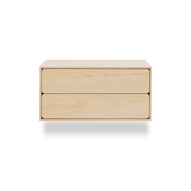 Mesita de noche Penxat Nogal Natural Nórdico Con Cajones Extraíble Colgado a Pared Slowdeco