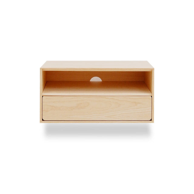 Mesita de noche Penxat Nogal Natural Nórdico Con un Cajón Extraíble Colgado a Pared Slowdeco