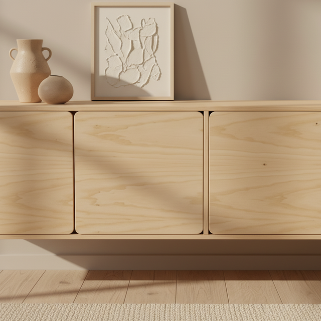 Mueble TV Flotante Penxat 160 Natural - 4 Puertas detalle de estilo nórdico