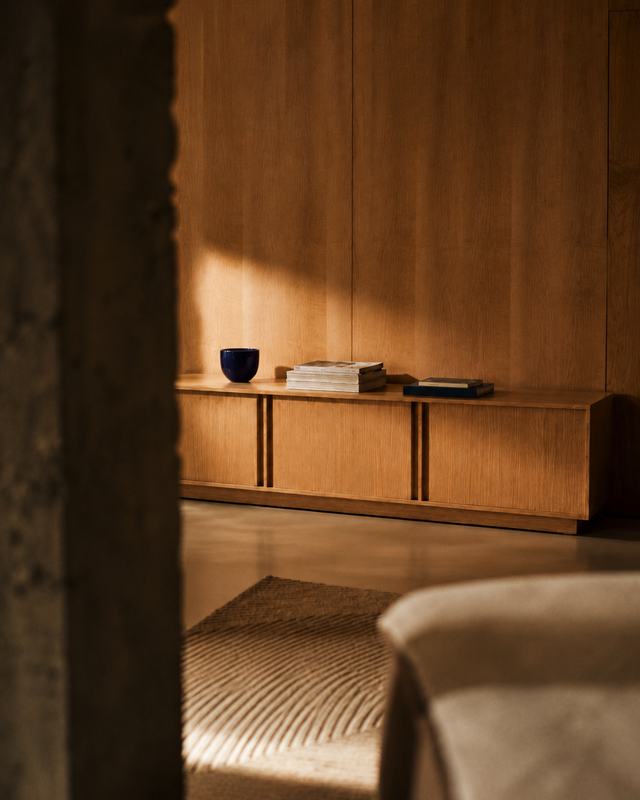 Penxat 160 Natural TV Unit, Customizable with schemes