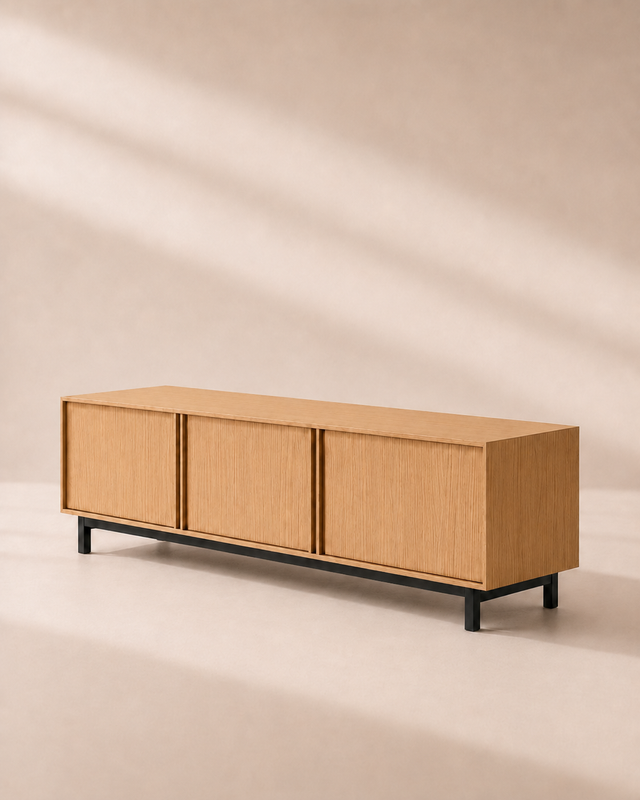 Penxat 160 Natural TV Unit, Customizable with schemes