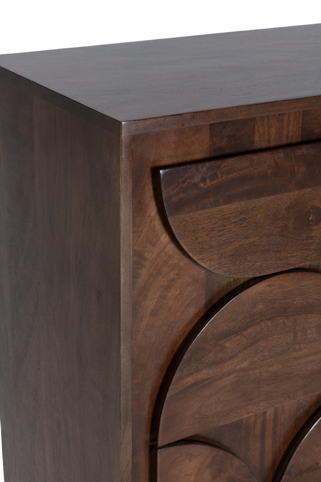 Aparador Trisha 165 cm Marron oscuro, vista lateral derecha desde otro ángulo