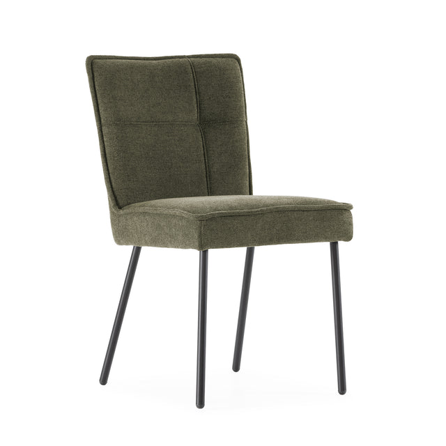 Silla de comedor Vesta Verde, vista lateral izquierda desde otro ángulo