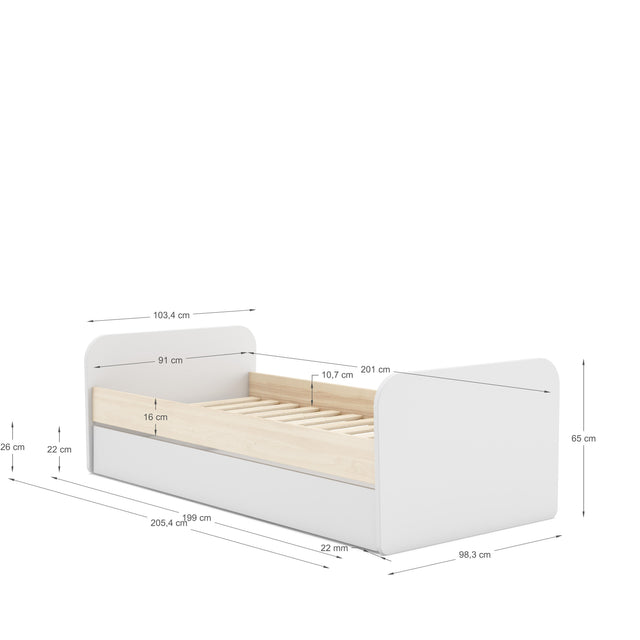 Cama Infantil Nido Andrea 205 Blanca con acabado blanco en ambiente de estilo nórdico