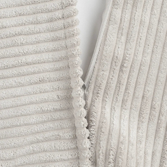 Mueble Puf Infantil Cuadrado de Pana Blanco Crema con acabado blanco, acabado crema detalle de estilo nórdico