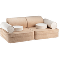 Sofá Infantil de Pana Beige con acabado beige vista principal de estilo nórdico