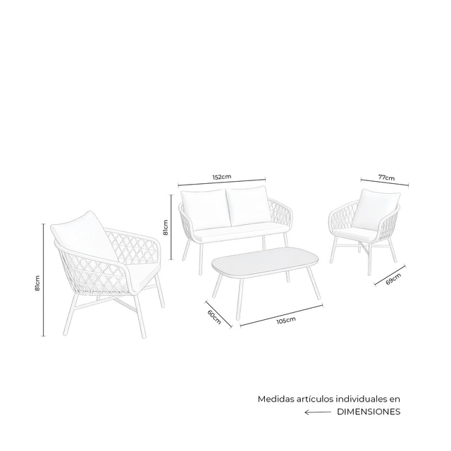 Set Perugia Sofá, Sillones y Mesa de centro Blanco de Somcasa Vlc - imagen 9