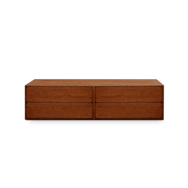 Mueble TV Flotante Penxat 160 4 cajones con nogal vista frontal de estilo nórdico