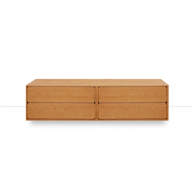 Mueble TV Flotante Penxat 160 4 cajones con roble natural vista frontal de estilo nórdico