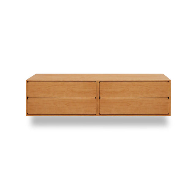 Mueble TV Flotante Penxat 160 4 cajones con roble natural vista frontal de estilo nórdico