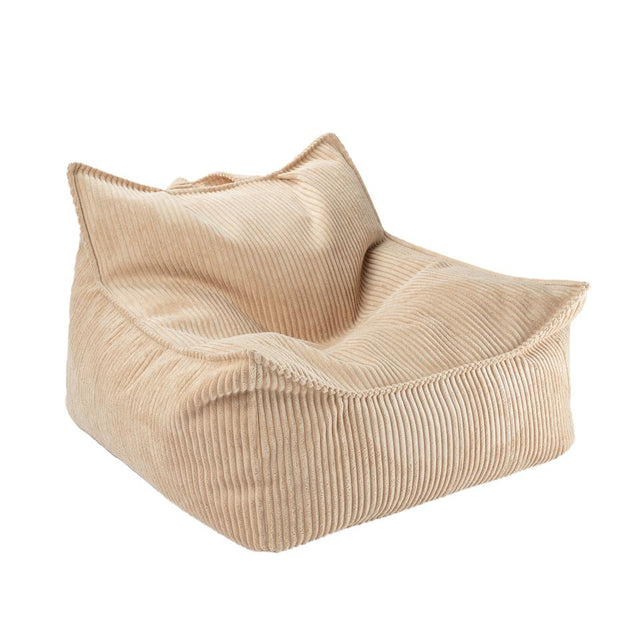 Mueble Puf Infantil Sugar de Pana Rosa con acabado beige vista frontal de estilo nórdico