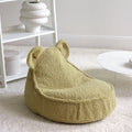 Mueble Puf Infantil Osito de Borreguillo Crema con acabado crema, acabado verde vista lateral de estilo nórdico