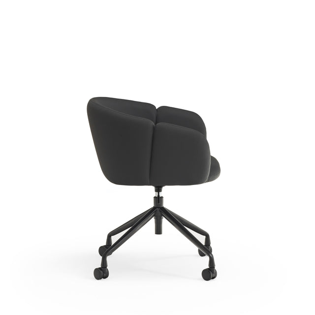 Silla Giratoria 360º ADD Negro Con Reposabrazos y Ruedas con acabado negro vista lateral de estilo nórdico