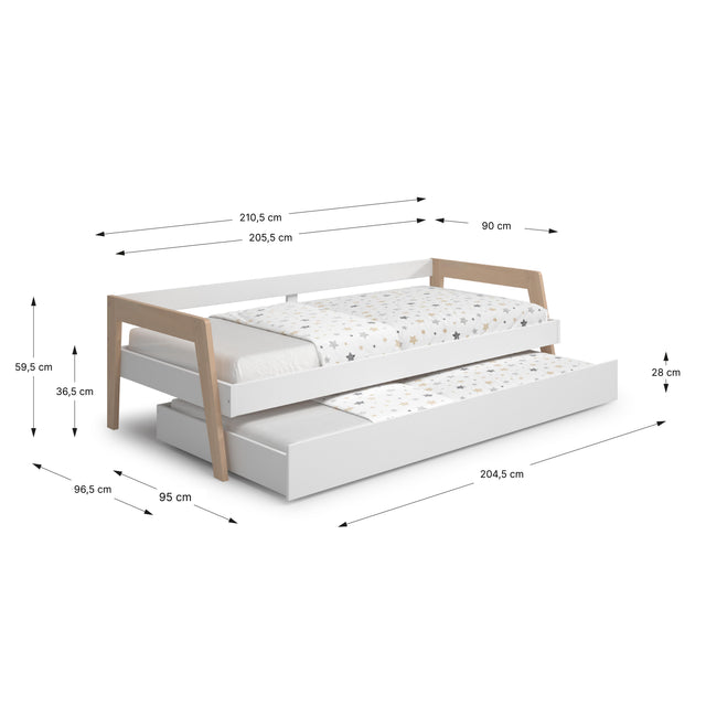 Cama Infantil Doble Carrie 211 Blanca & Pino
