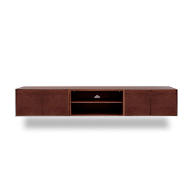 Mueble TV Penxat 240 Natural - 4 puertas 1 balda con nogal en ambiente de estilo nórdico