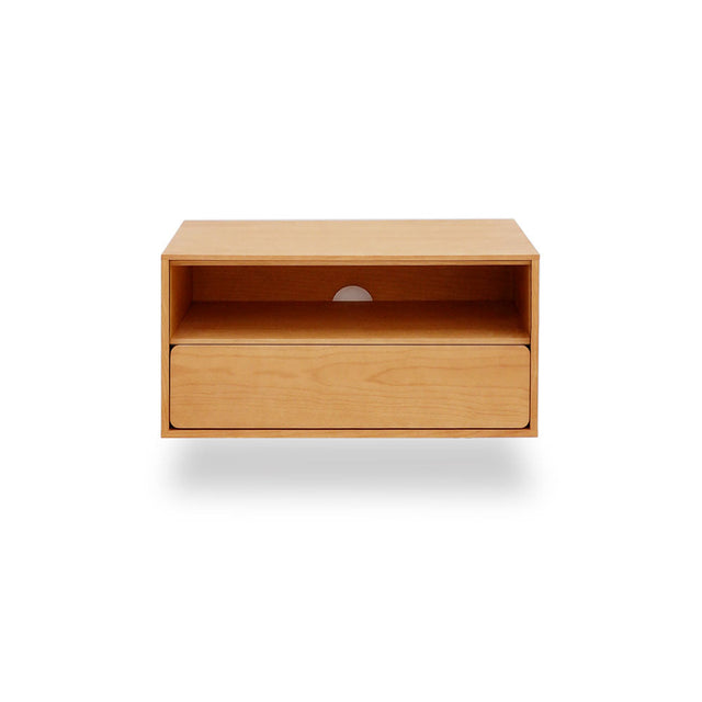 Mesita de noche Penxat Nogal Roble Natural Con un Cajón Extraíble Colgado a Pared Slowdeco