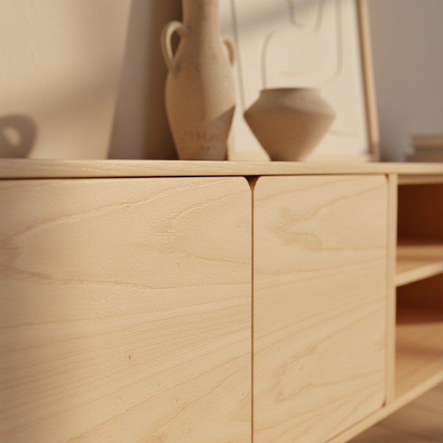 Mueble TV Penxat 240 Natural - 4 puertas 1 balda detalle de estilo nórdico