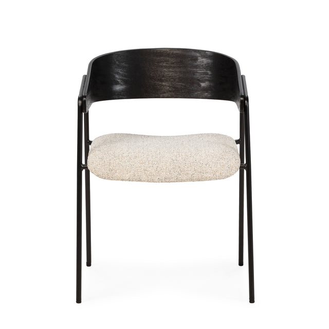 Silla Tapizada Cora Beige & Negro, detalle del diseño