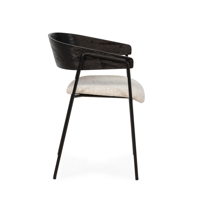 Silla Tapizada Cora Beige & Negro, vista lateral