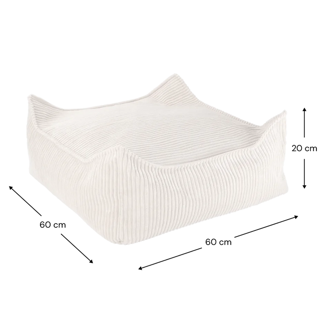 Mueble Puf Infantil Cuadrado de Pana Blanco Crema con acabado blanco, acabado crema en ambiente de estilo nórdico