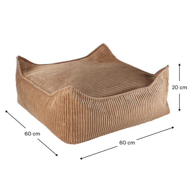 Mueble Puf Infantil Cuadrado de Pana Marrón en ambiente de estilo nórdico