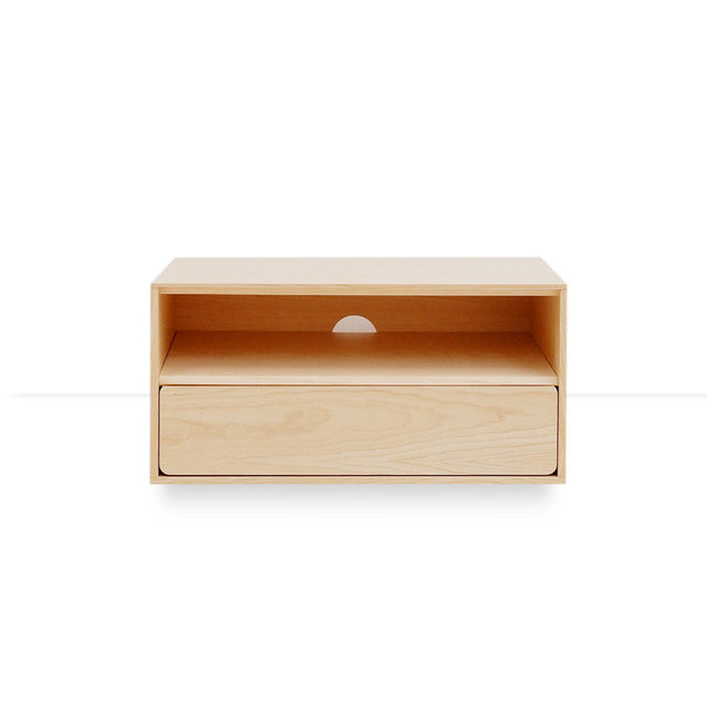 Mesita de noche Penxat Nogal Natural Nórdico Con un Cajón Extraíble Apoyado a suelo-con niveladores Slowdeco