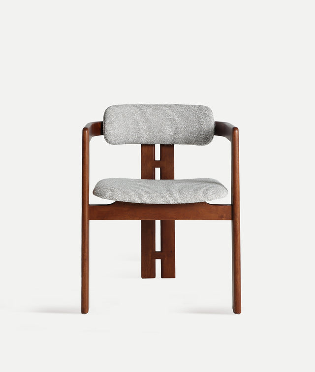 Silla Tapizada Hedel Gris & Fresno Marrón