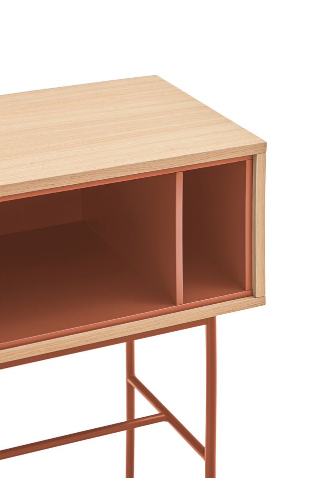 Mueble Consola Yoko 120 Roble con roble natural en ambiente de estilo nórdico