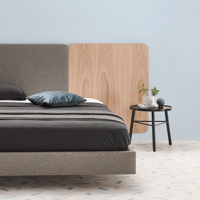 Cabecero modular 140cm Roble - Tapizado Gris tierra - Libra 18 Slowdeco