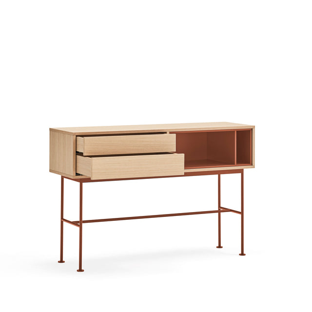 Mueble Consola Yoko 120 Roble con roble natural en ambiente de estilo nórdico