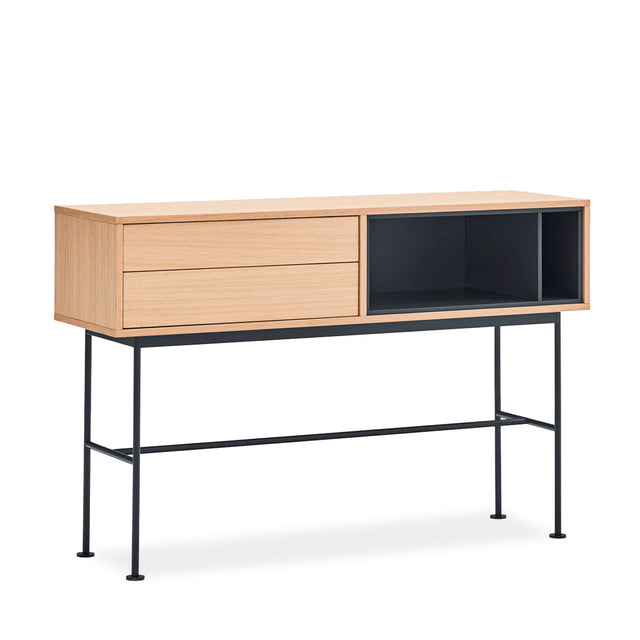Mueble Consola Yoko 120 Roble con roble natural, madera natural en ambiente de estilo nórdico